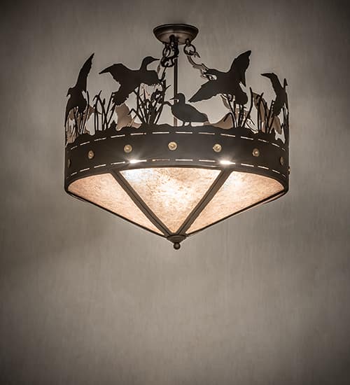 Ducks in Flight 3 Light 24" Wide Semi-Flush Ceiling Fixture