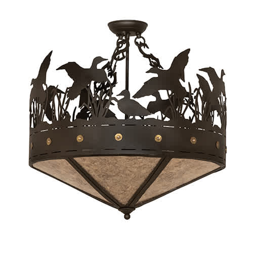 Ducks in Flight 3 Light 24" Wide Semi-Flush Ceiling Fixture