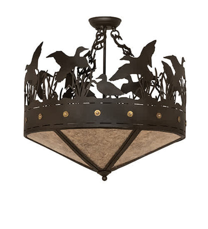 Ducks in Flight 3 Light 24" Wide Semi-Flush Ceiling Fixture