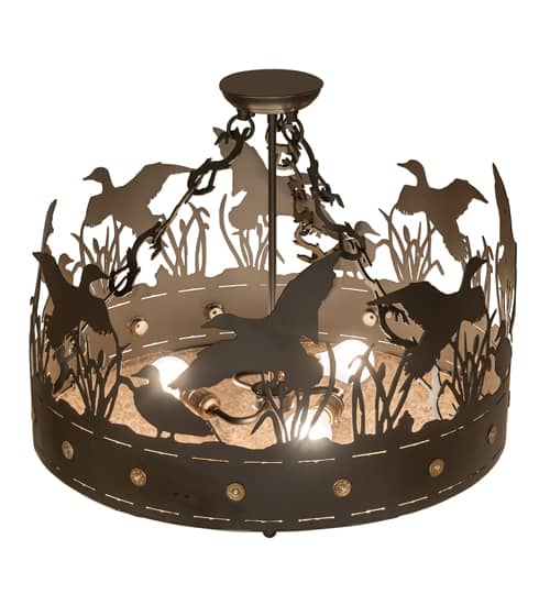 Ducks in Flight 3 Light 24" Wide Semi-Flush Ceiling Fixture
