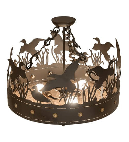 Ducks in Flight 3 Light 24" Wide Semi-Flush Ceiling Fixture
