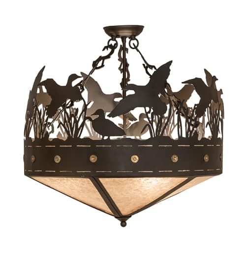 Ducks in Flight 3 Light 24" Wide Semi-Flush Ceiling Fixture