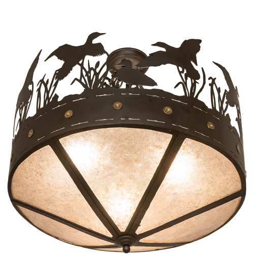 Ducks in Flight 3 Light 24" Wide Semi-Flush Ceiling Fixture