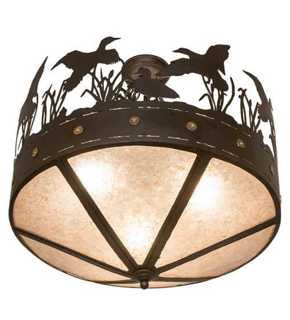 Ducks in Flight 3 Light 24" Wide Semi-Flush Ceiling Fixture