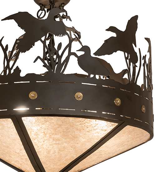 Ducks in Flight 3 Light 24" Wide Semi-Flush Ceiling Fixture