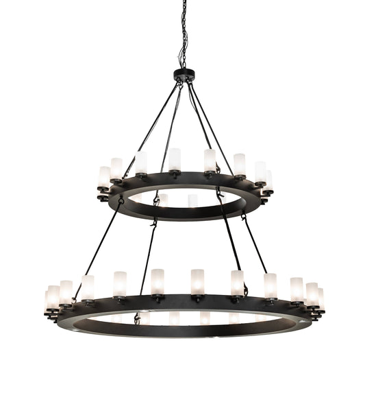 Noziroh 40 Light 72" Wide Pillar Candle Ring Chandelier with Frosted, Seedy Glass Shades