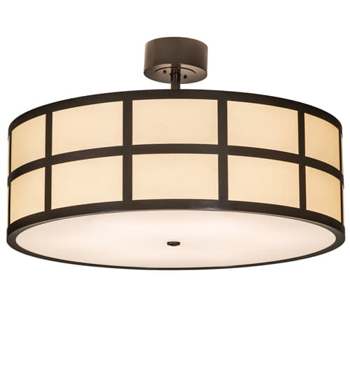 Cilindro Barnabas 6 Light 36" Wide Semi-Flush Drum Ceiling Fixture - Timeless Bronze Finish