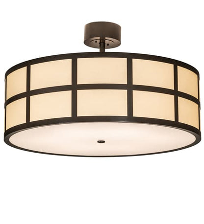 Cilindro Barnabas 6 Light 36" Wide Semi-Flush Drum Ceiling Fixture - Timeless Bronze Finish