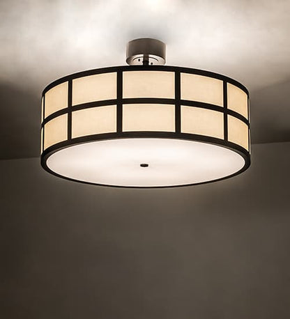 Cilindro Barnabas 6 Light 36" Wide Semi-Flush Drum Ceiling Fixture - Timeless Bronze Finish