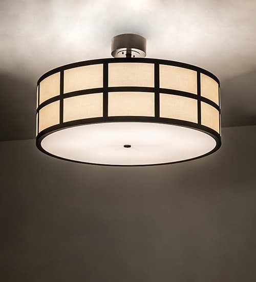 Cilindro Barnabas 6 Light 36" Wide Semi-Flush Drum Ceiling Fixture - Timeless Bronze Finish