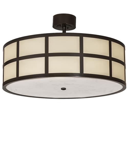 Cilindro Barnabas 6 Light 36" Wide Semi-Flush Drum Ceiling Fixture - Timeless Bronze Finish