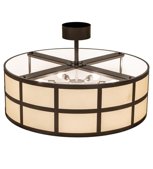 Cilindro Barnabas 6 Light 36" Wide Semi-Flush Drum Ceiling Fixture - Timeless Bronze Finish