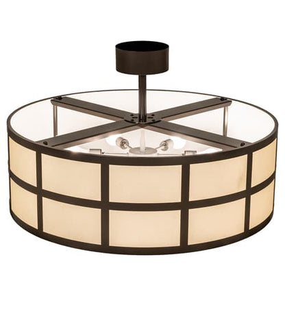 Cilindro Barnabas 6 Light 36" Wide Semi-Flush Drum Ceiling Fixture - Timeless Bronze Finish