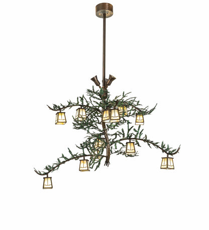 Valley View 12 Light 52" Wide Chandelier with Iridescent Glass Shades