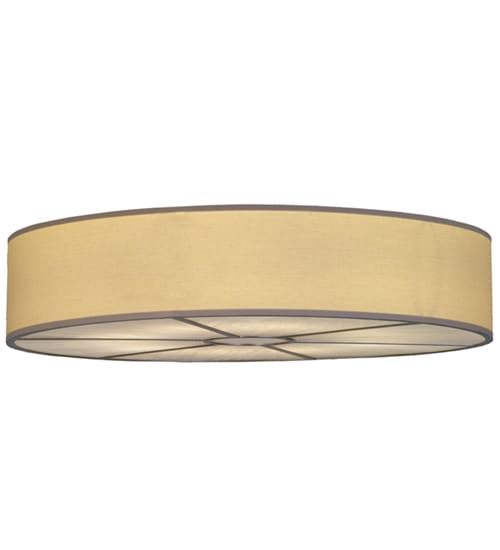 Cilindro 8 Light 48" Wide Semi-Flush Drum Ceiling Fixture with Natural Shade - Nickel Finish