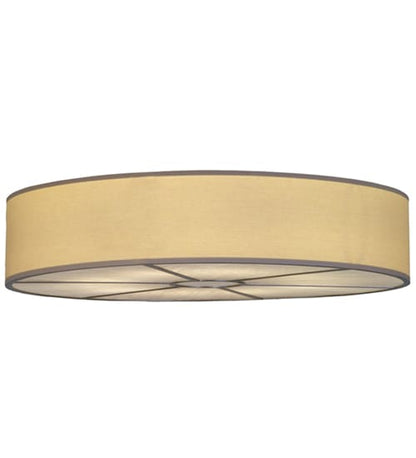 Cilindro 8 Light 48" Wide Semi-Flush Drum Ceiling Fixture with Natural Shade - Nickel Finish