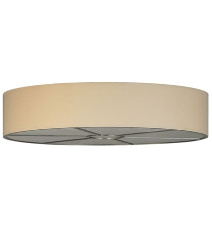Cilindro 8 Light 48" Wide Semi-Flush Drum Ceiling Fixture with Natural Shade - Nickel Finish
