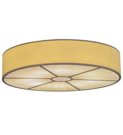 Cilindro 8 Light 48" Wide Semi-Flush Drum Ceiling Fixture with Natural Shade - Nickel Finish