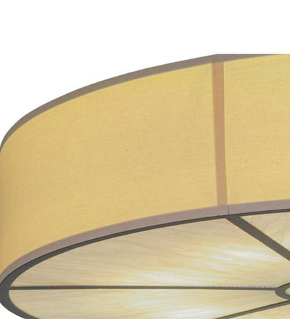 Cilindro 8 Light 48" Wide Semi-Flush Drum Ceiling Fixture with Natural Shade - Nickel Finish