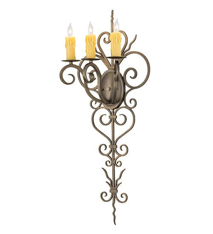 3 Light 36" Tall Wall Sconce