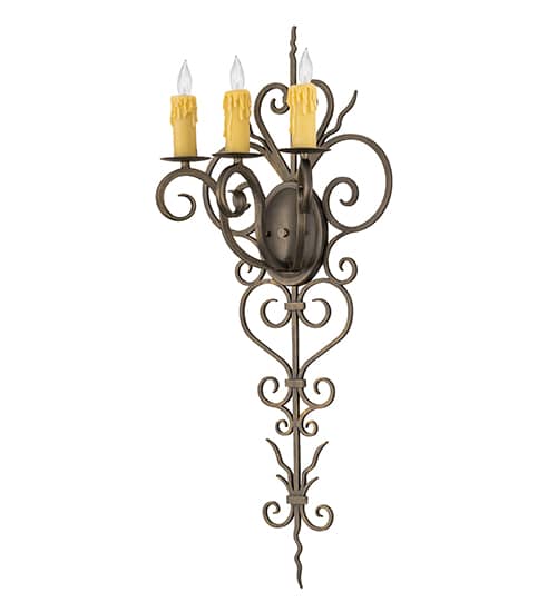 3 Light 36" Tall Wall Sconce