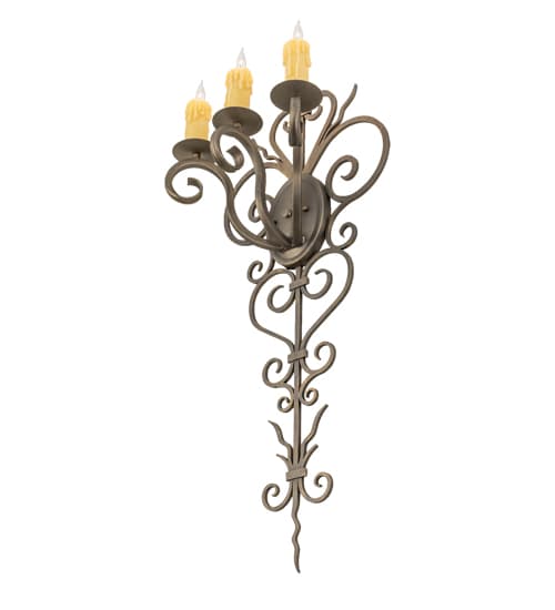 3 Light 36" Tall Wall Sconce