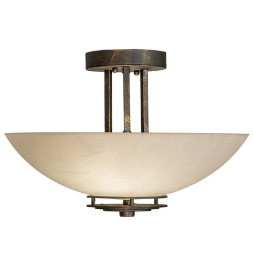Thurston 2 Light 15" Wide Semi-Flush Bowl Ceiling Fixture - French Bronzed Finish - Medium Bulb Base