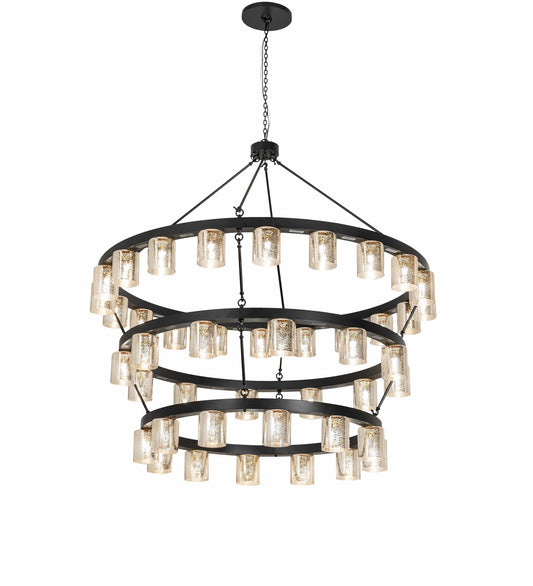 Horizon 44 Light 70" Wide Ring Chandelier with Mercury Glass Shades