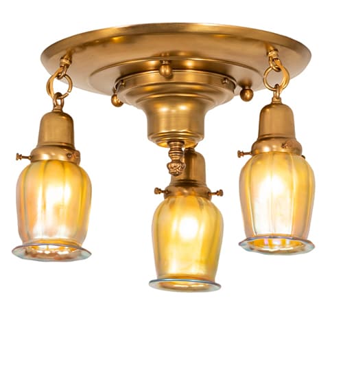 Revival Favrile 3 Light 18" Wide Semi-Flush Ceiling Fixture