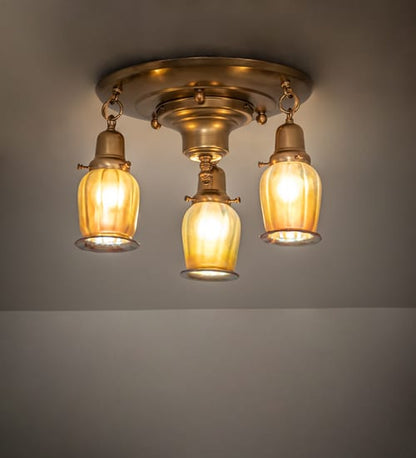 Revival Favrile 3 Light 18" Wide Semi-Flush Ceiling Fixture