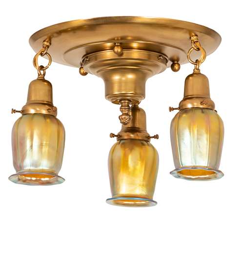 Revival Favrile 3 Light 18" Wide Semi-Flush Ceiling Fixture