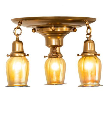 Revival Favrile 3 Light 18" Wide Semi-Flush Ceiling Fixture