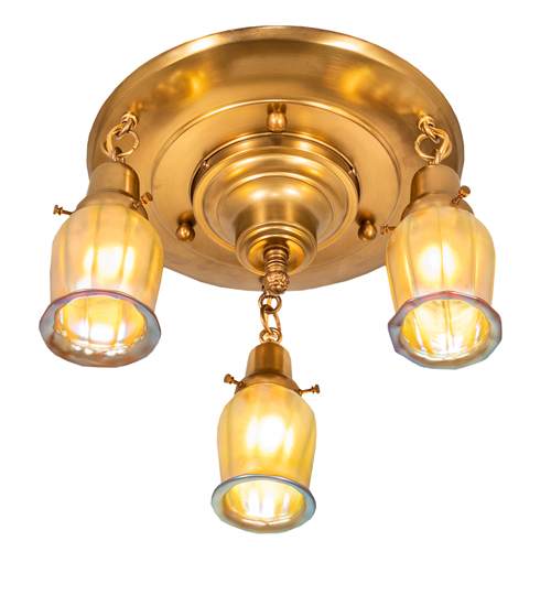 Revival Favrile 3 Light 18" Wide Semi-Flush Ceiling Fixture
