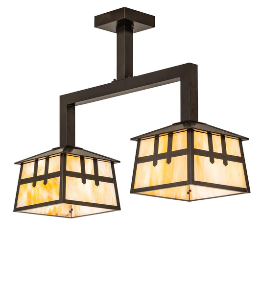 Stillwater 2 Light 32" Wide Semi-Flush Ceiling Fixture with Iridescent Glass Shades