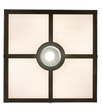 Kungsholm 4 Light 26" Wide Flush Mount Square Ceiling Fixture with Blue and White Glass Shade - Craftsman Brown Finish