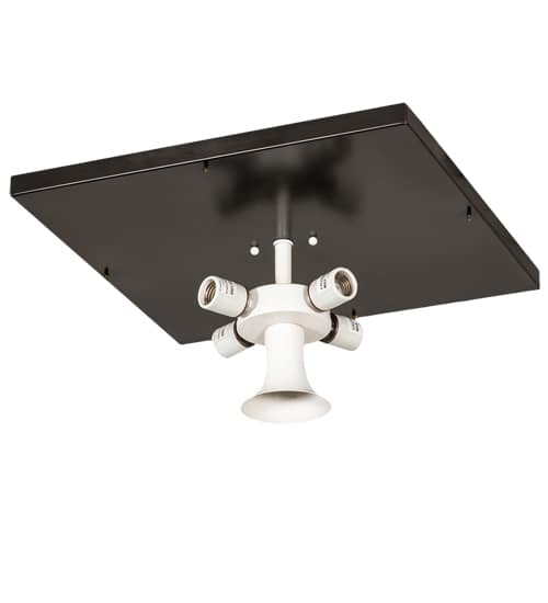 Kungsholm 4 Light 26" Wide Flush Mount Square Ceiling Fixture with Blue and White Glass Shade - Craftsman Brown Finish