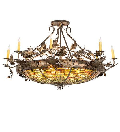 Acorn and Oak Leaf 8 Light 48" Wide Semi-Flush Ceiling Fixture
