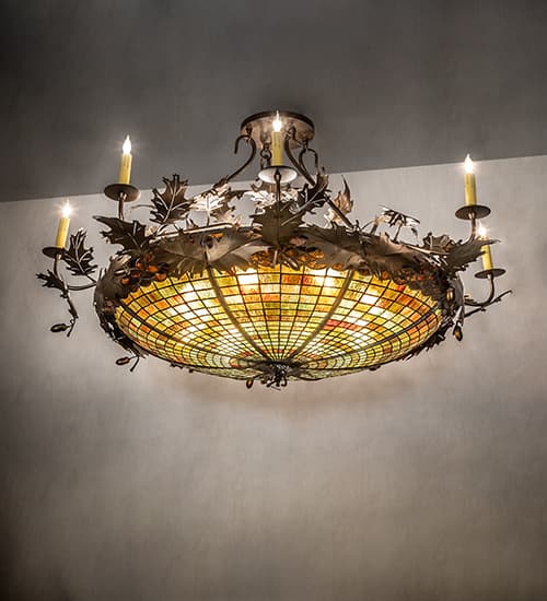 Acorn and Oak Leaf 8 Light 48" Wide Semi-Flush Ceiling Fixture