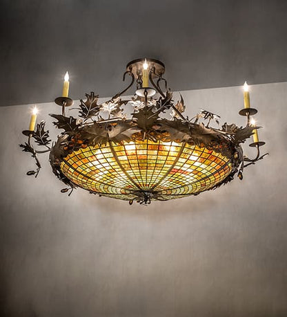 Acorn and Oak Leaf 8 Light 48" Wide Semi-Flush Ceiling Fixture