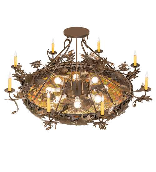 Acorn and Oak Leaf 8 Light 48" Wide Semi-Flush Ceiling Fixture