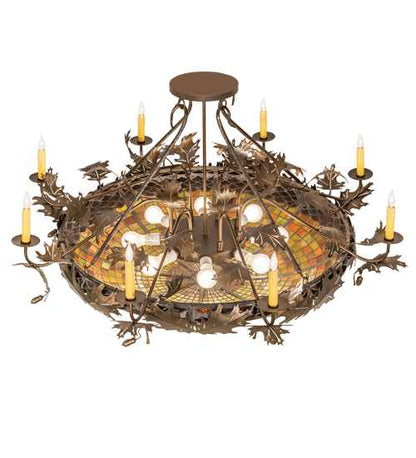 Acorn and Oak Leaf 8 Light 48" Wide Semi-Flush Ceiling Fixture