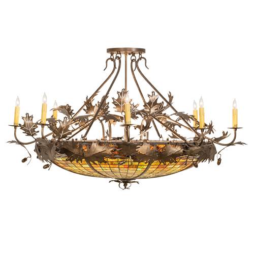 Acorn and Oak Leaf 8 Light 48" Wide Semi-Flush Ceiling Fixture