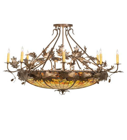 Acorn and Oak Leaf 8 Light 48" Wide Semi-Flush Ceiling Fixture