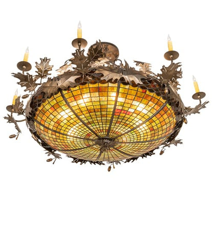 Acorn and Oak Leaf 8 Light 48" Wide Semi-Flush Ceiling Fixture