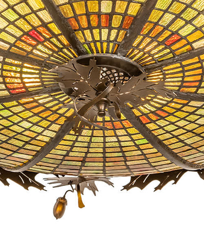 Acorn and Oak Leaf 8 Light 48" Wide Semi-Flush Ceiling Fixture