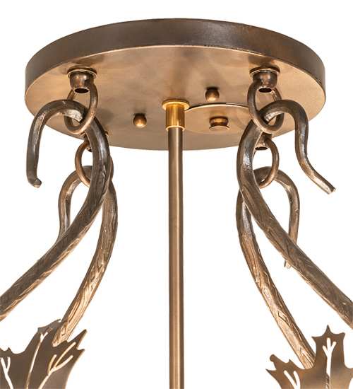 Acorn and Oak Leaf 8 Light 48" Wide Semi-Flush Ceiling Fixture