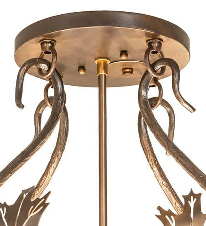 Acorn and Oak Leaf 8 Light 48" Wide Semi-Flush Ceiling Fixture