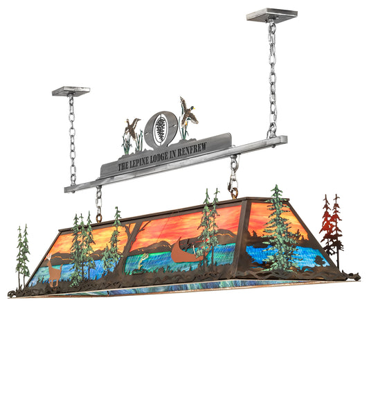 Lepine Lodge 9 Light 72" Wide Linear Chandelier with Art Glass Shade