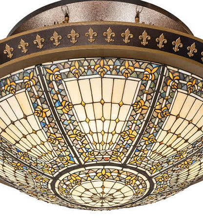 Fleur-de-lis 8 Light 45" Wide Semi-Flush Bowl Ceiling Fixture - Copper Vein / Nu Gold Finish