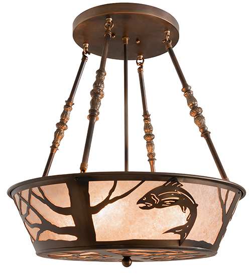 Leaping Trout 4 Light 22" Wide Semi-Flush Ceiling Fixture